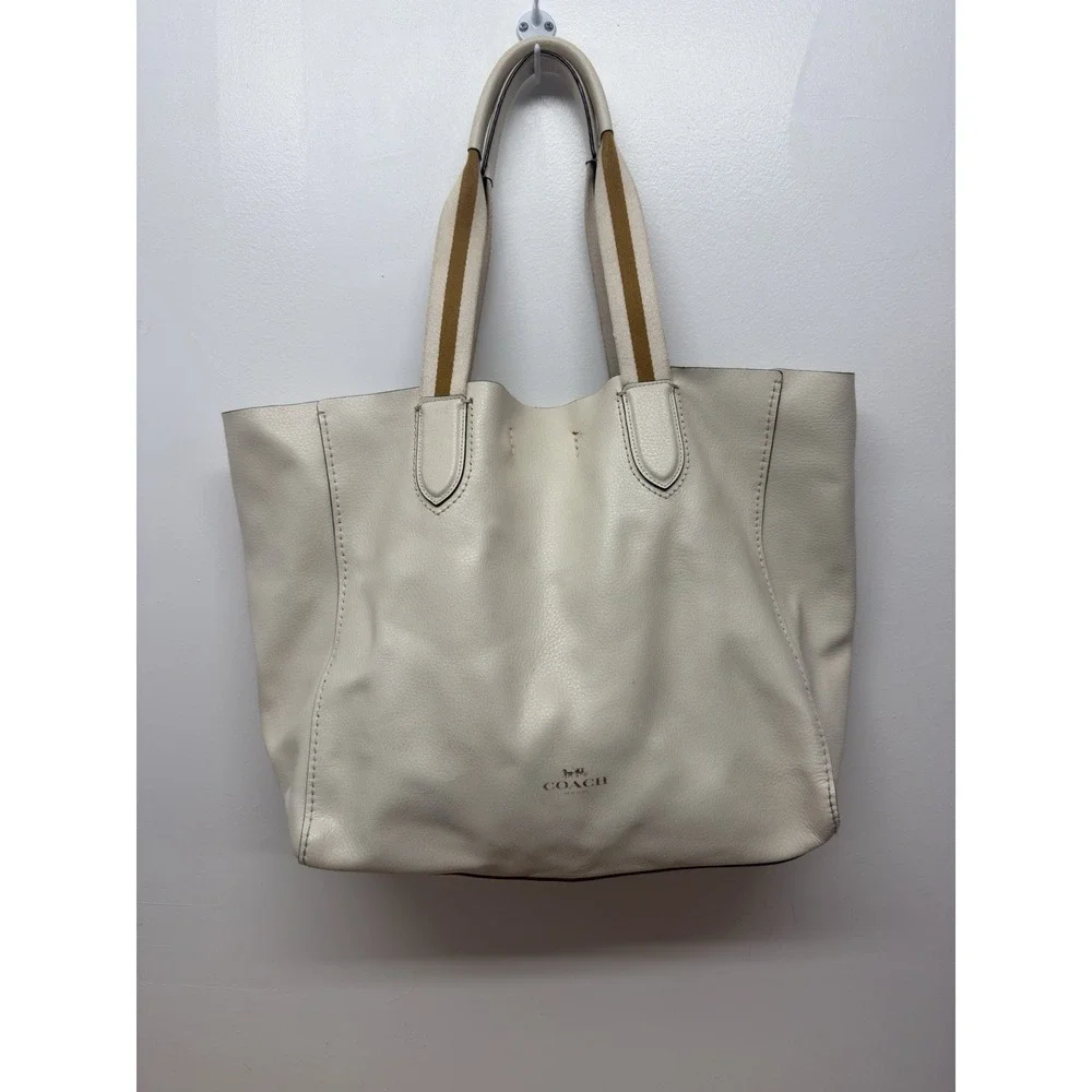 Coach F58660 Soft Chalk Pebble Leather Derby‎ Tote $298 MSRP #12